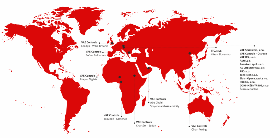 VAE mapa a pobočky CZ